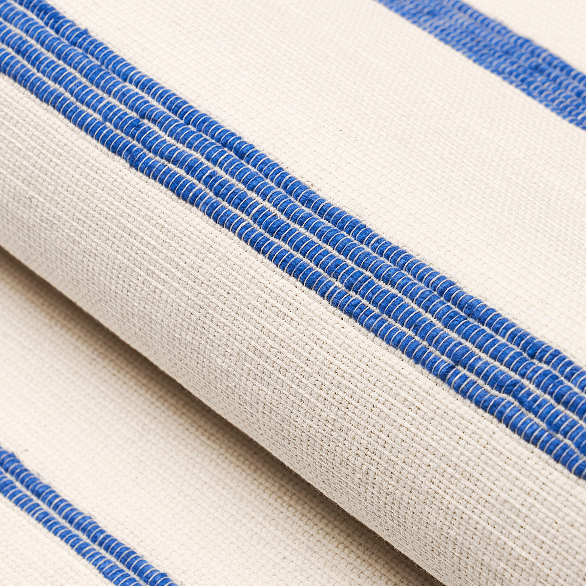 Schumacher Cambaya Handwoven Stripe Blue Fabric Sample 81391