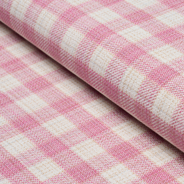 Schumacher Martina Plaid Indoor/Outdoor Pink Fabric Sample 81414
