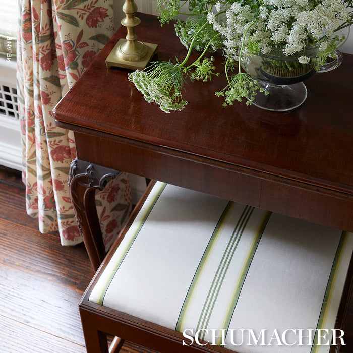Schumacher Randolph Stripe Moire Magnolia Fabric 81421