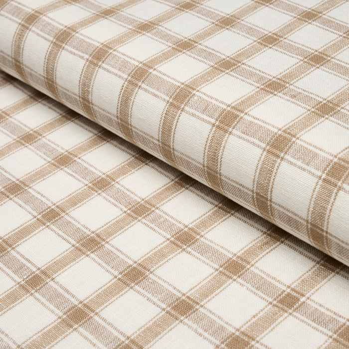 Schumacher Crawford Linen Check Neutral Fabric 81454