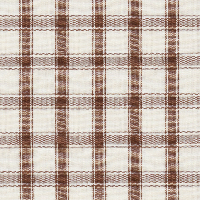 Schumacher Crawford Linen Check Brown Fabric Sample 81455