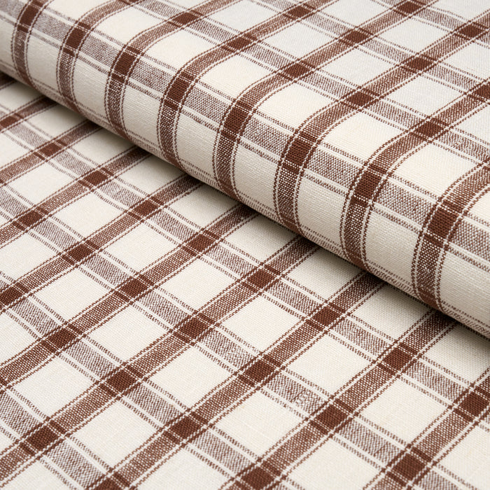 Schumacher Crawford Linen Check Brown Fabric 81455
