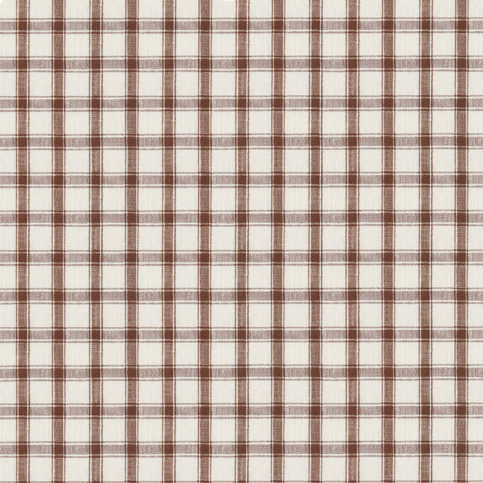 Schumacher Crawford Linen Check Brown Fabric Sample 81455