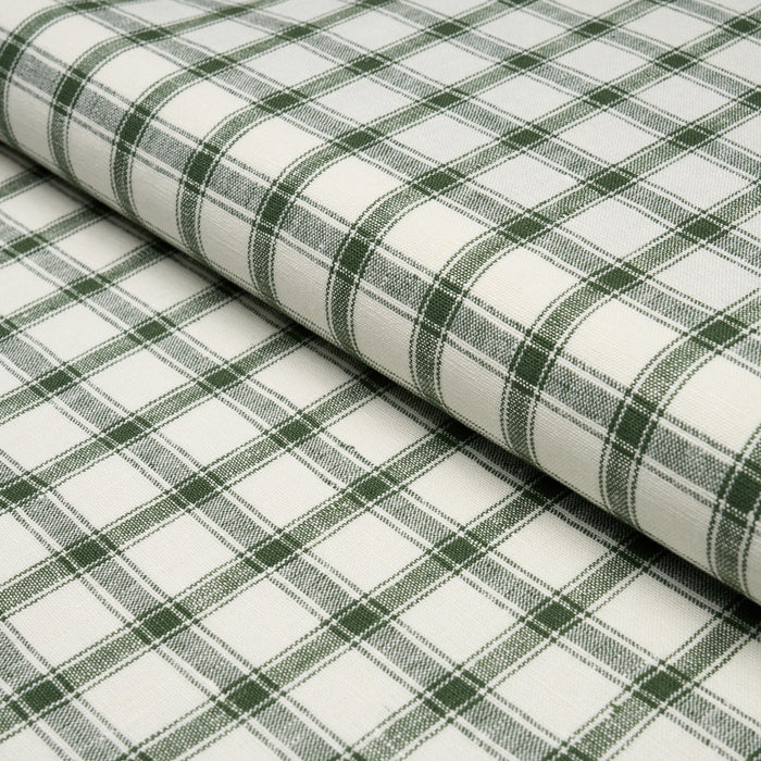 Schumacher Crawford Linen Check Forest Fabric 81456