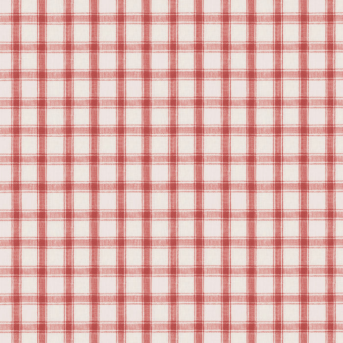 Schumacher Crawford Linen Check Red Fabric 81457