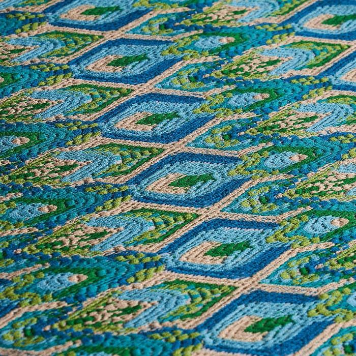 Schumacher Lorikeet Embroidery Peacock Fabric Sample 81470