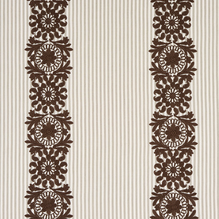 Schumacher Joelle Stripe Chocolate Fabric Sample 81540
