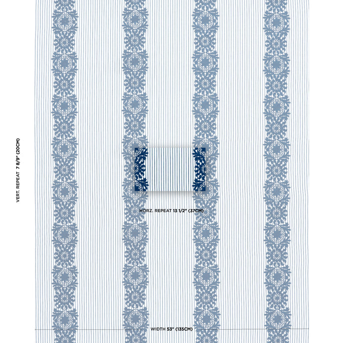 Schumacher Joelle Stripe Blue Fabric 81541