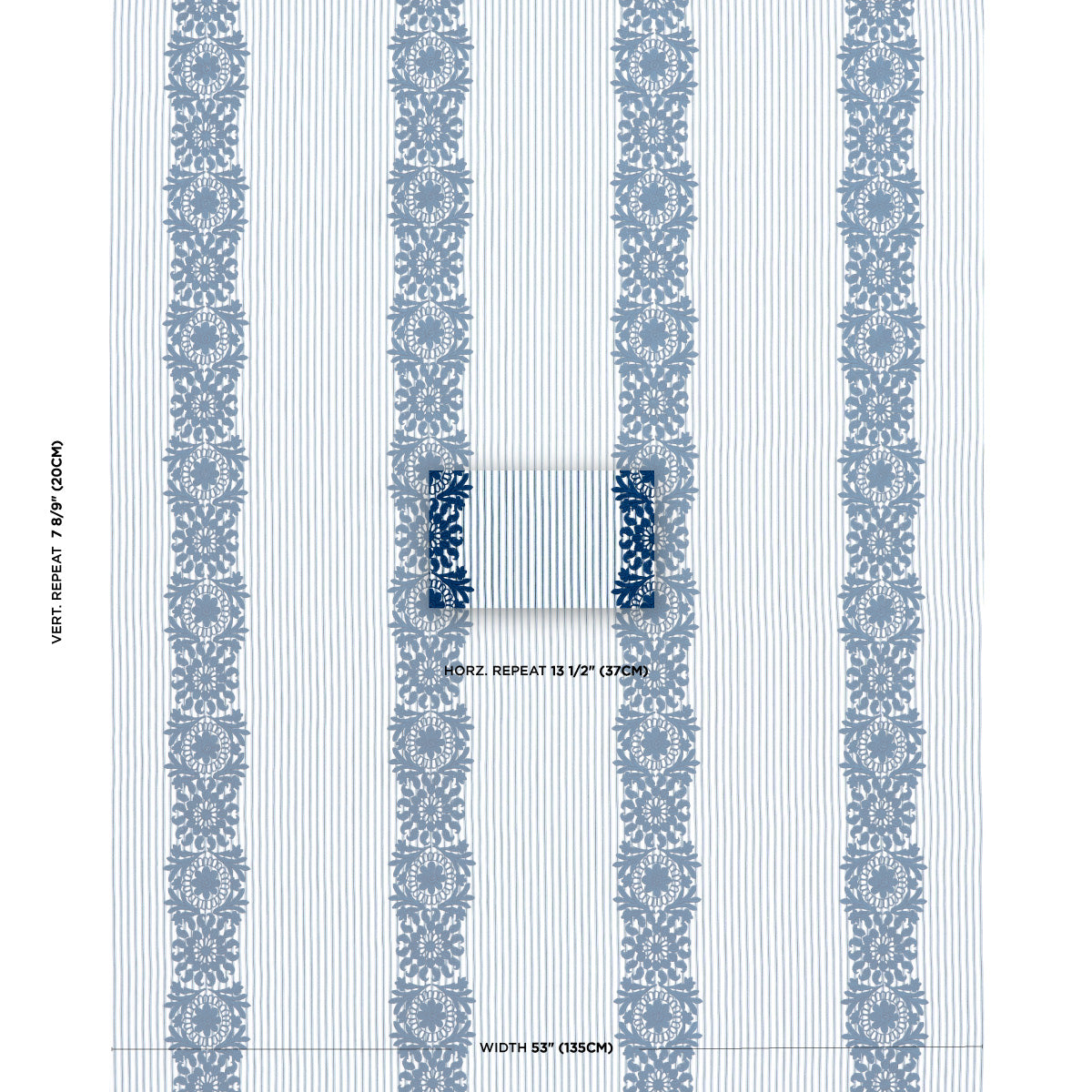 Schumacher Joelle Stripe Blue Fabric Sample 81541