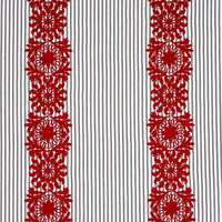 Schumacher Joelle Stripe Red On Black Fabric 81542