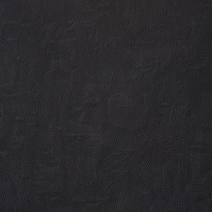 Schumacher Quilted Scroll Matelasse Pitch Black Fabric 81591