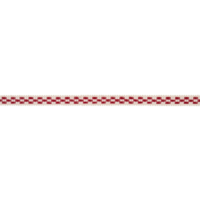 Schumacher Crawford Check Tape Narrow Cornwallis Red Trim Sample 81621