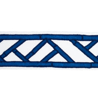 Schumacher Bamboo Trellis Tape Blue Trim 81742