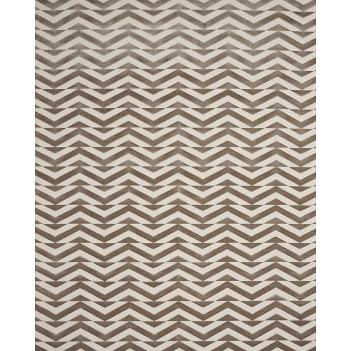 Schumacher Broken Chevron Cut Velvet Taupe On Ivory Fabric 81810