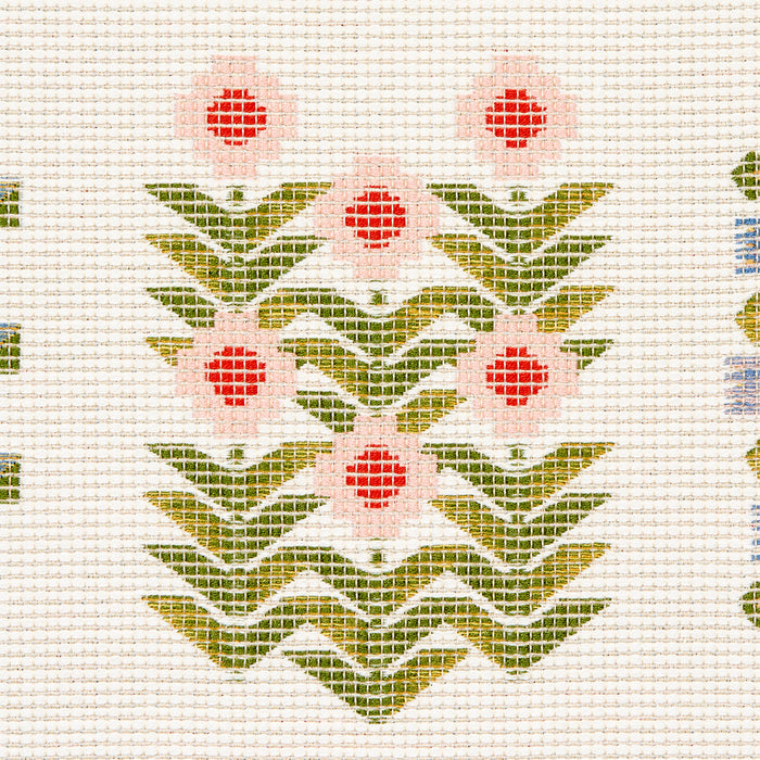 Schumacher Annika Floral Tapestry Multi On Ivory Fabric Sample 81970