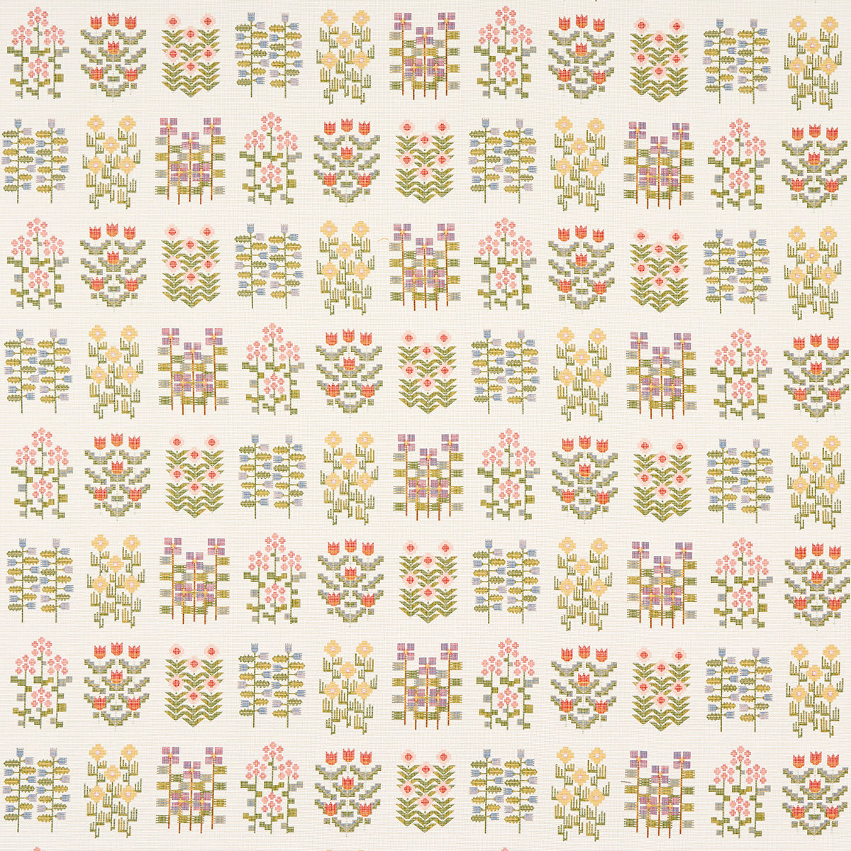 Schumacher Annika Floral Tapestry Multi On Ivory Fabric Sample 81970