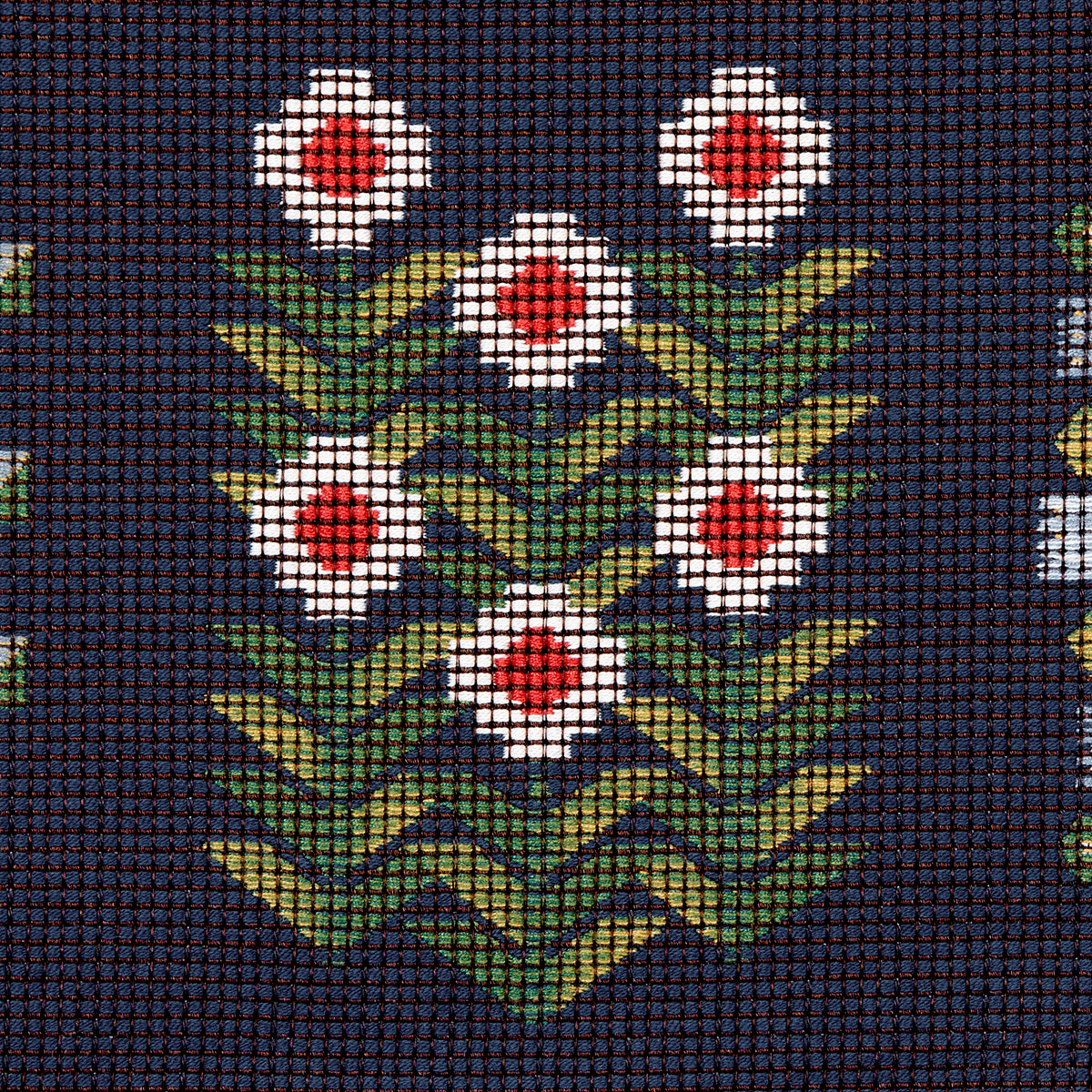 Schumacher Annika Floral Tapestry Multi On Navy Fabric Sample 81971