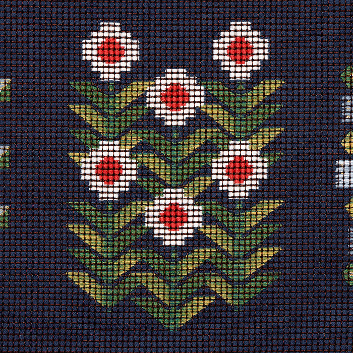 Schumacher Annika Floral Tapestry Multi On Navy Fabric Sample 81971