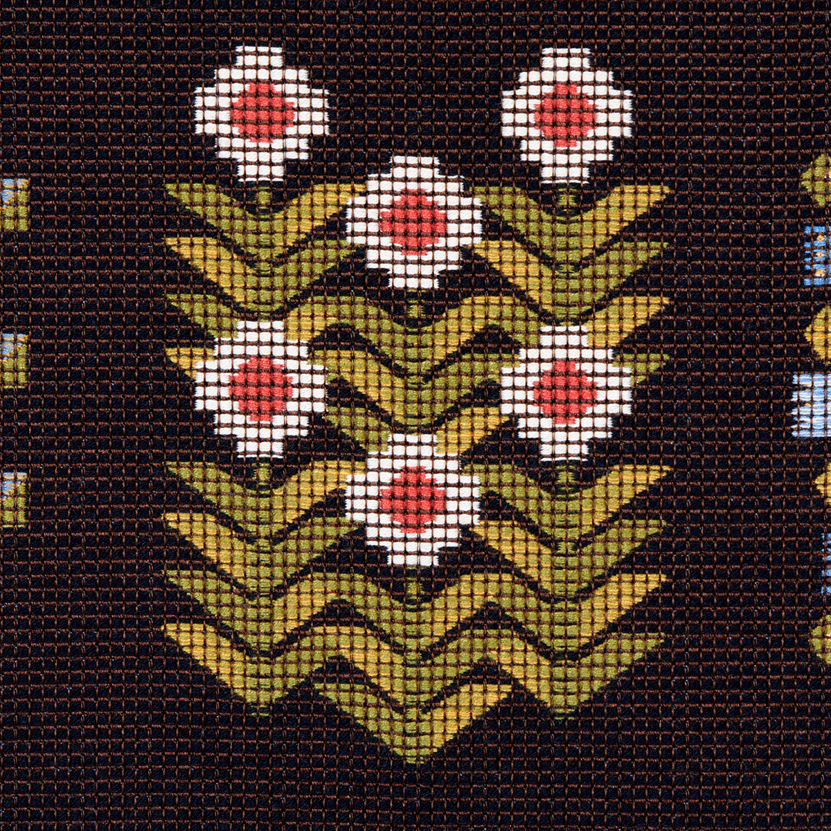 Schumacher Annika Floral Tapestry Multi On Espresso Fabric Sample 81972