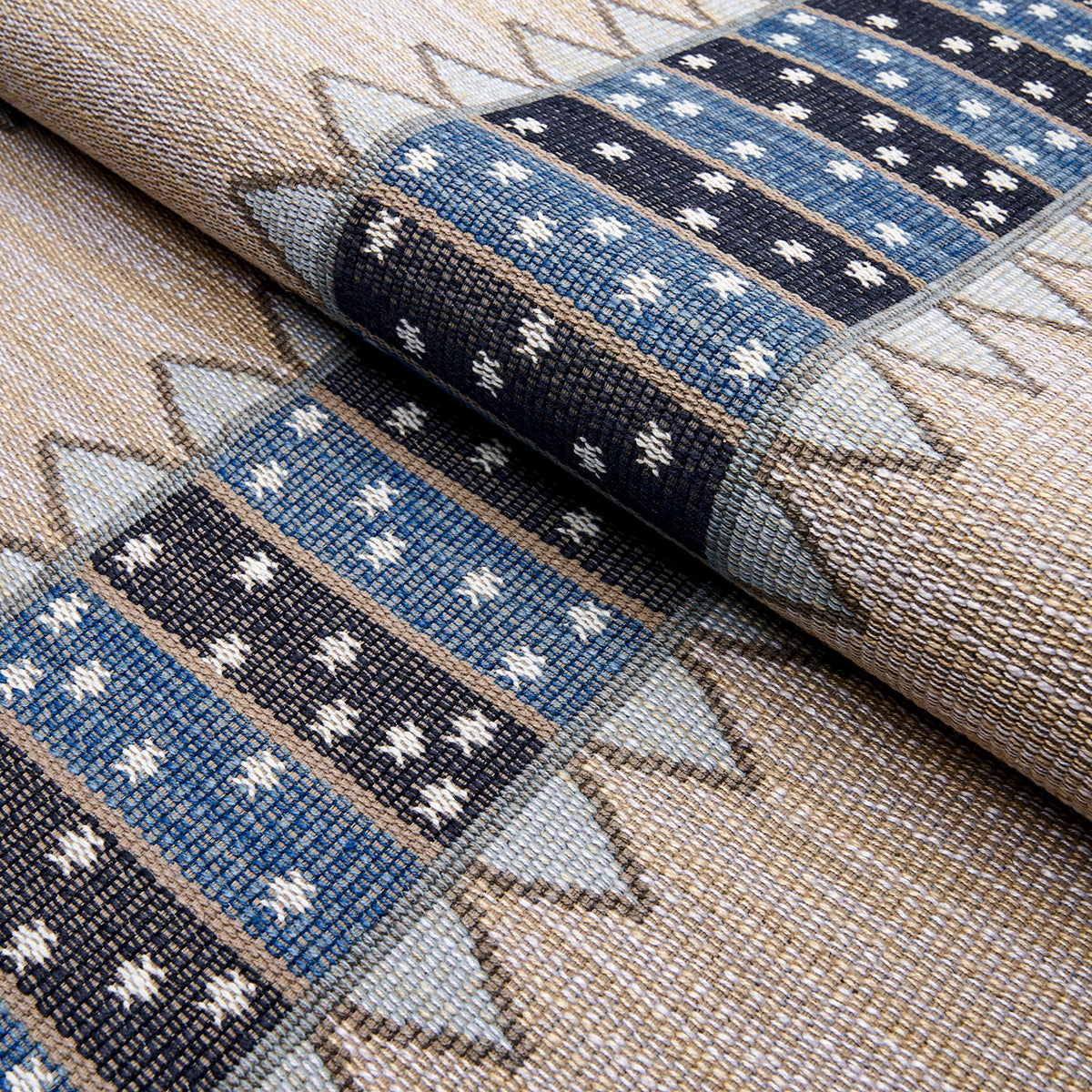 Schumacher Noor Kilim Stripe Indigo Fabric Sample 81982