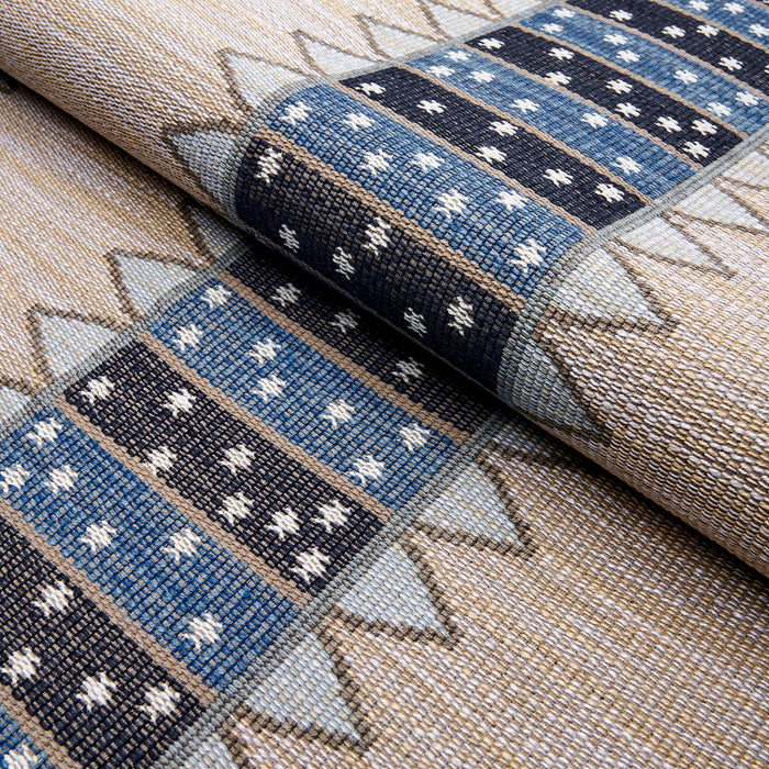 Schumacher Noor Kilim Stripe Indigo Fabric Sample 81982