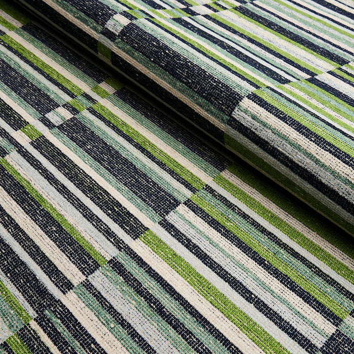 Schumacher Tierra Stripe Green & Blue Fabric 82011
