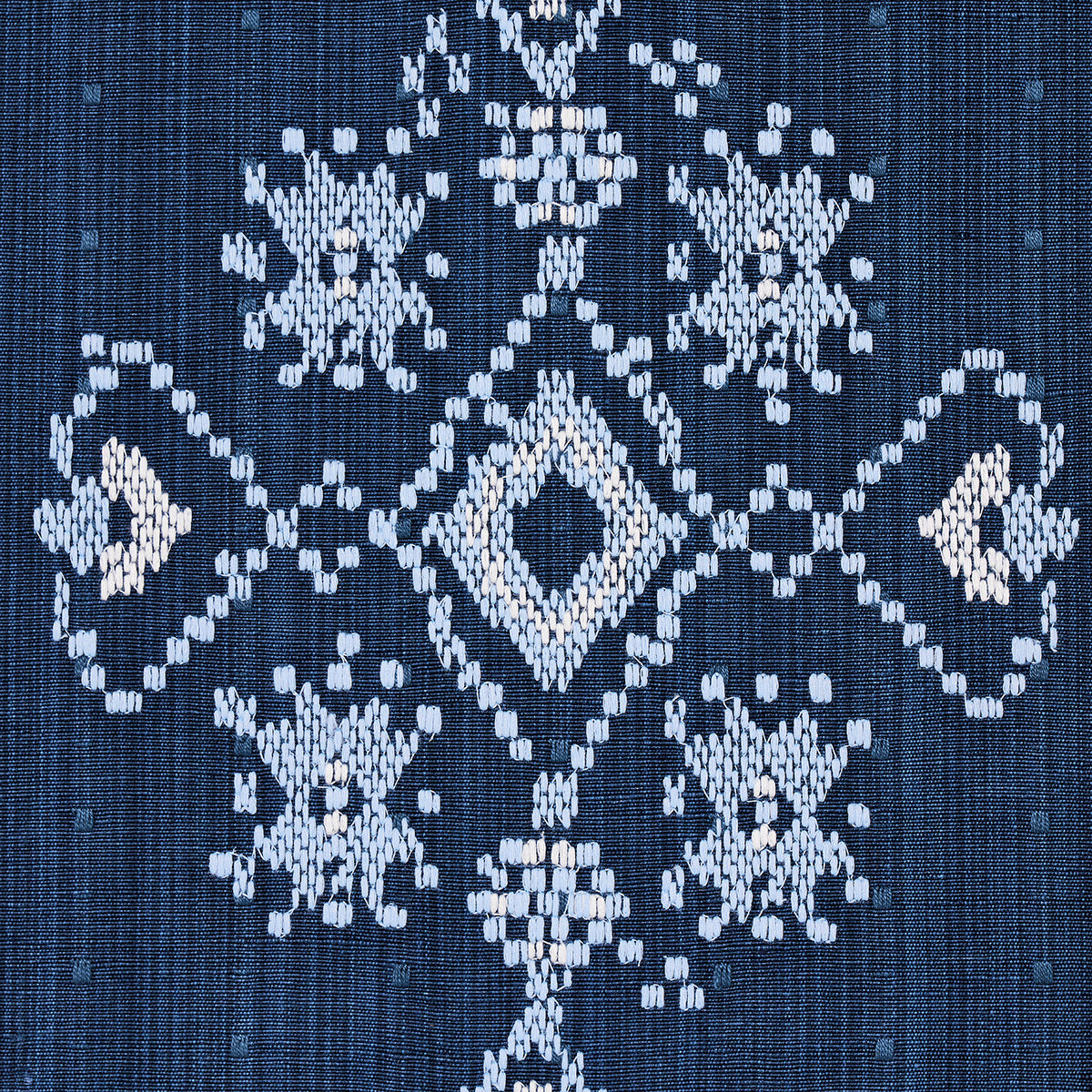 Schumacher Nadira Embroidery Indigo Fabric 82070