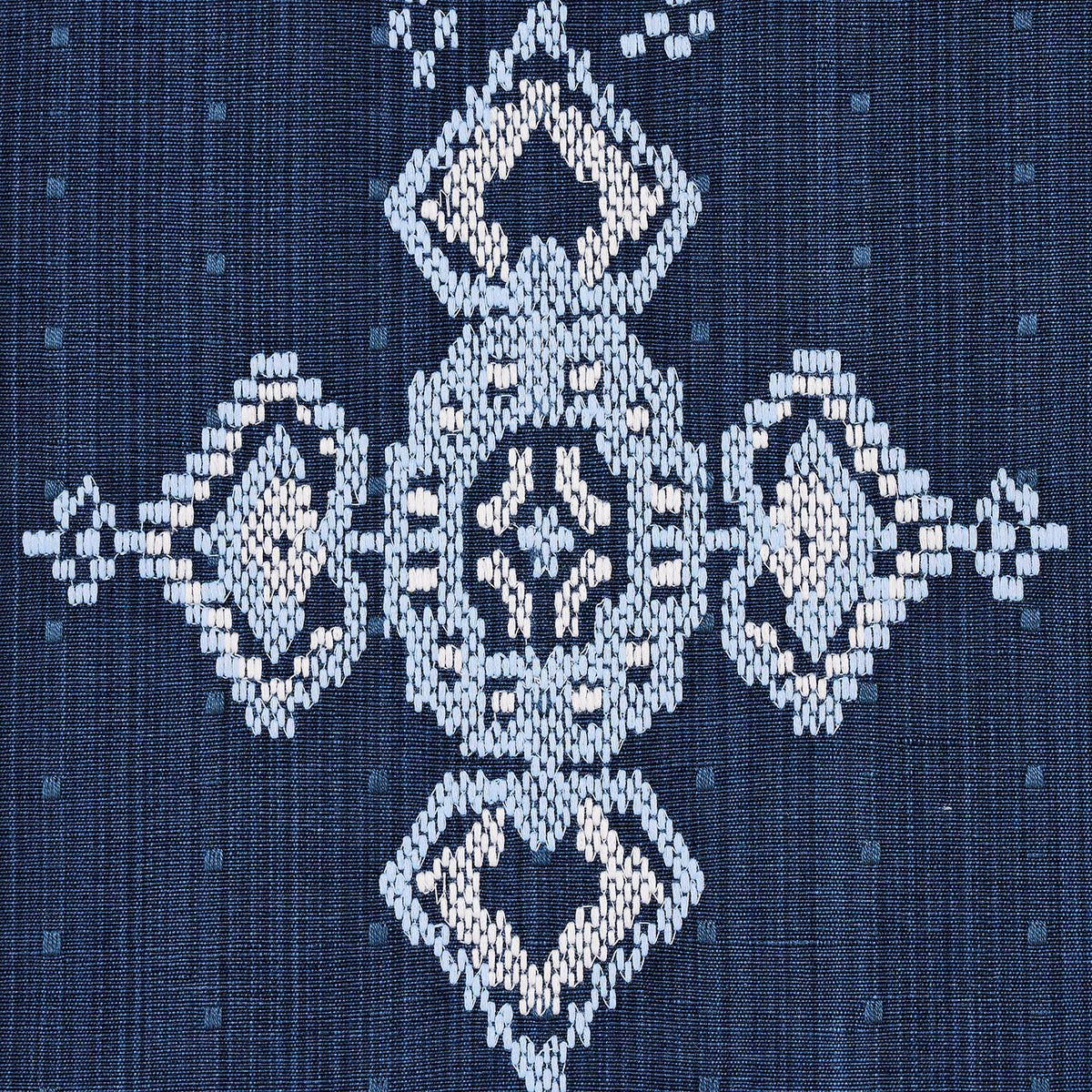 Schumacher Nadira Embroidery Indigo Fabric 82070