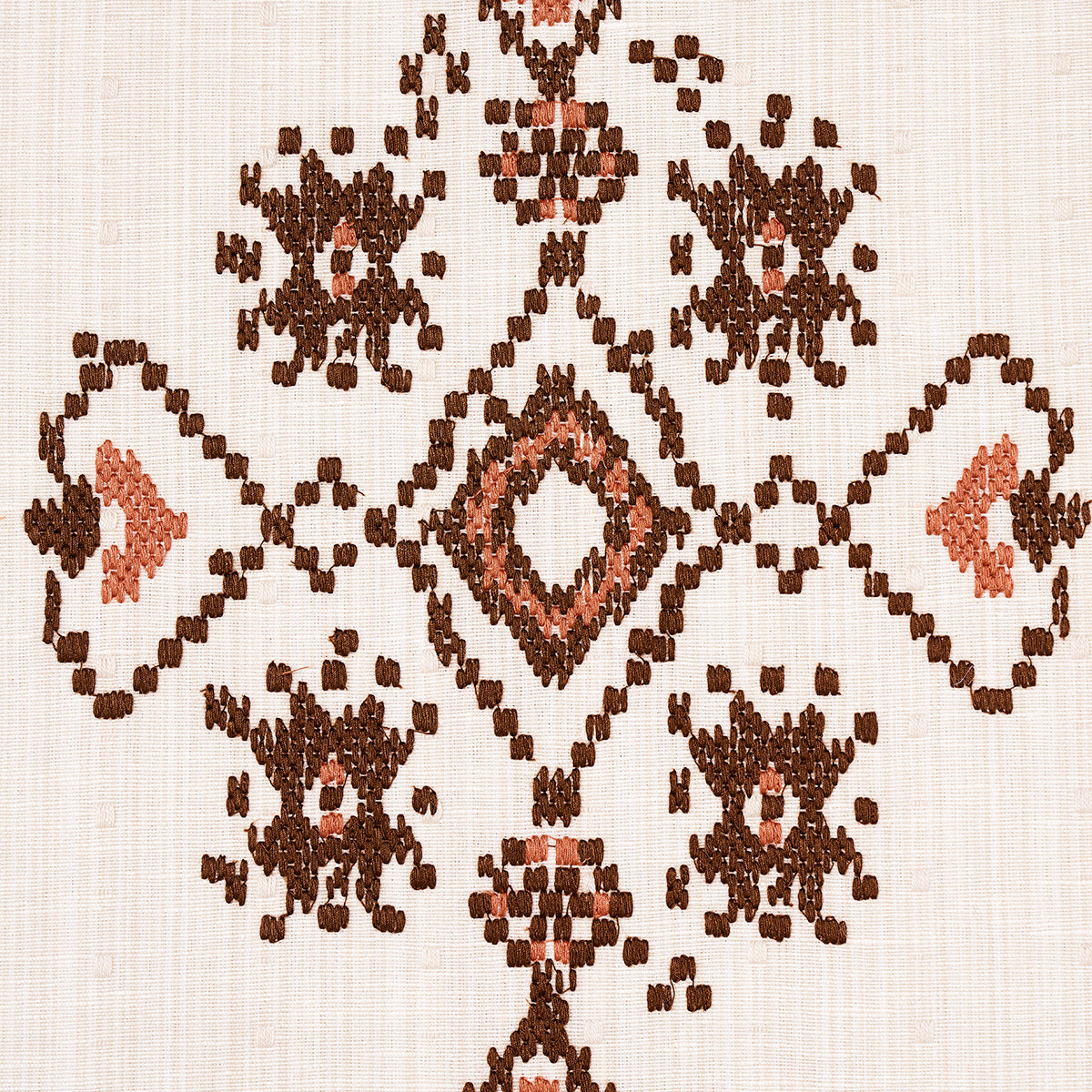 Schumacher Nadira Embroidery Cocoa Fabric 82071