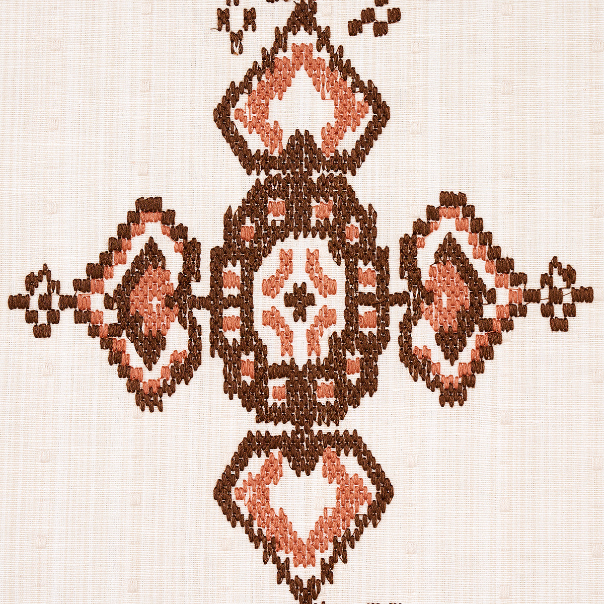 Schumacher Nadira Embroidery Cocoa Fabric 82071