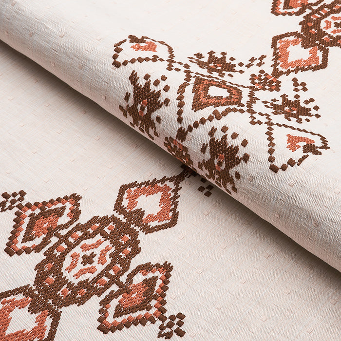 Schumacher Nadira Embroidery Cocoa Fabric 82071