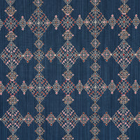 Schumacher Kalindi Embroidery Indigo Fabric 82081