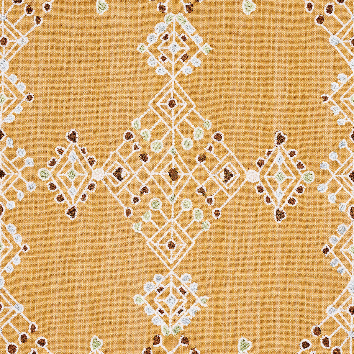Schumacher Kalindi Embroidery Saffron Fabric 82082
