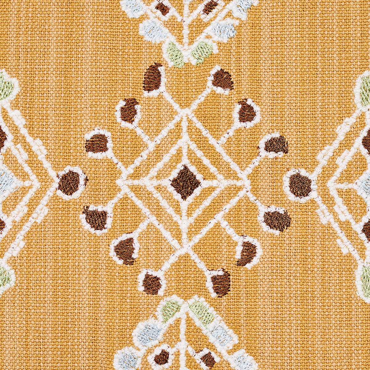 Schumacher Kalindi Embroidery Saffron Fabric 82082