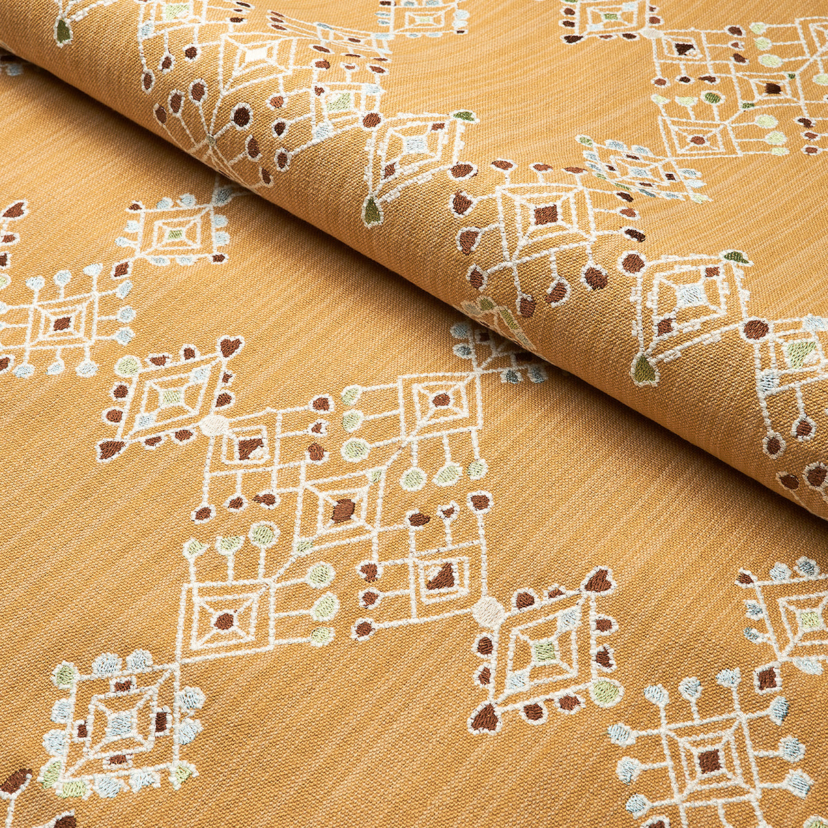 Schumacher Kalindi Embroidery Saffron Fabric 82082