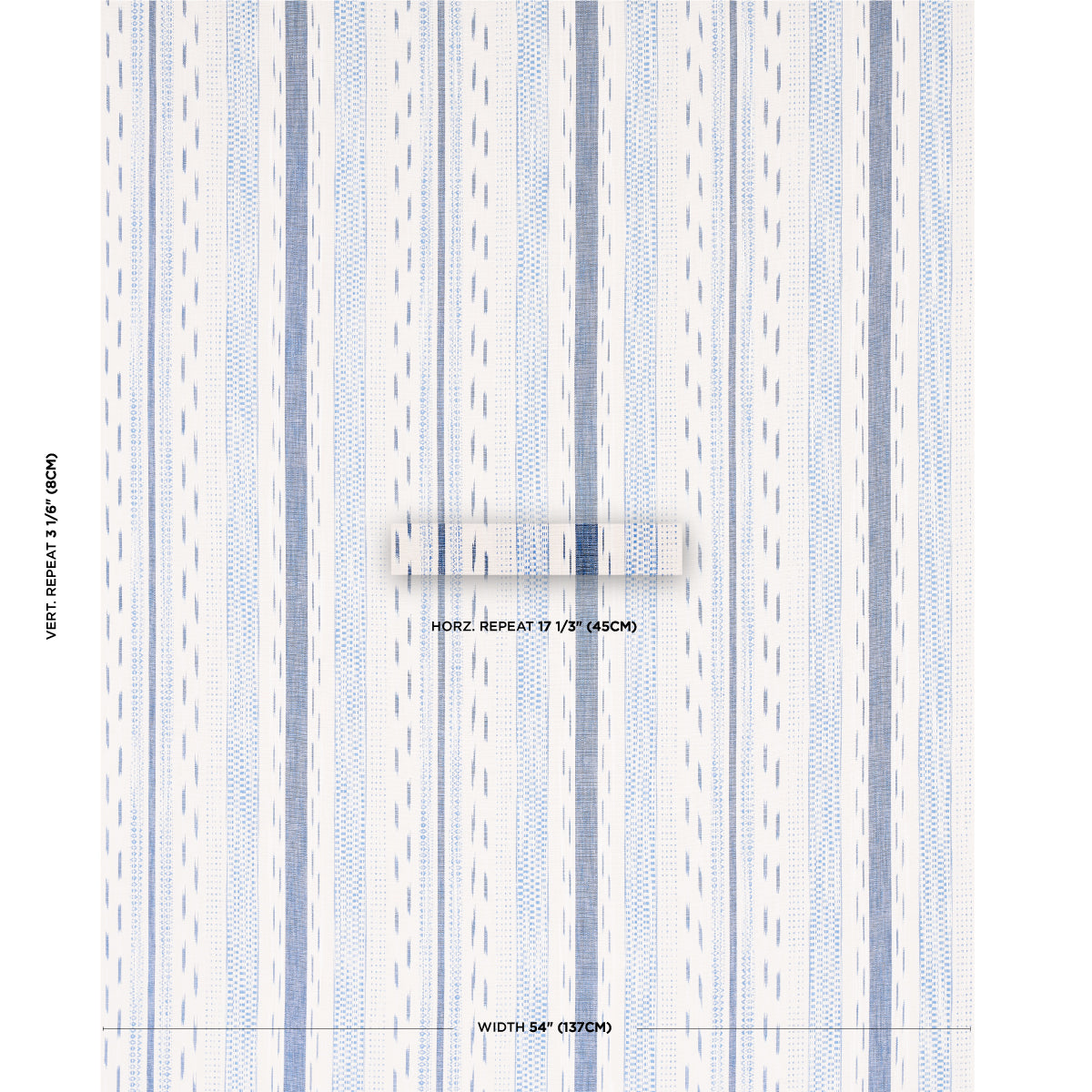 Schumacher Mirza Ikat Stripe Blue On Natural Fabric 82110