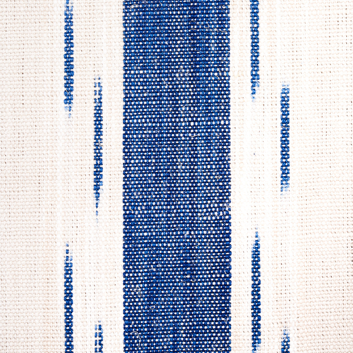 Schumacher Mirza Ikat Stripe Blue On Natural Fabric 82110