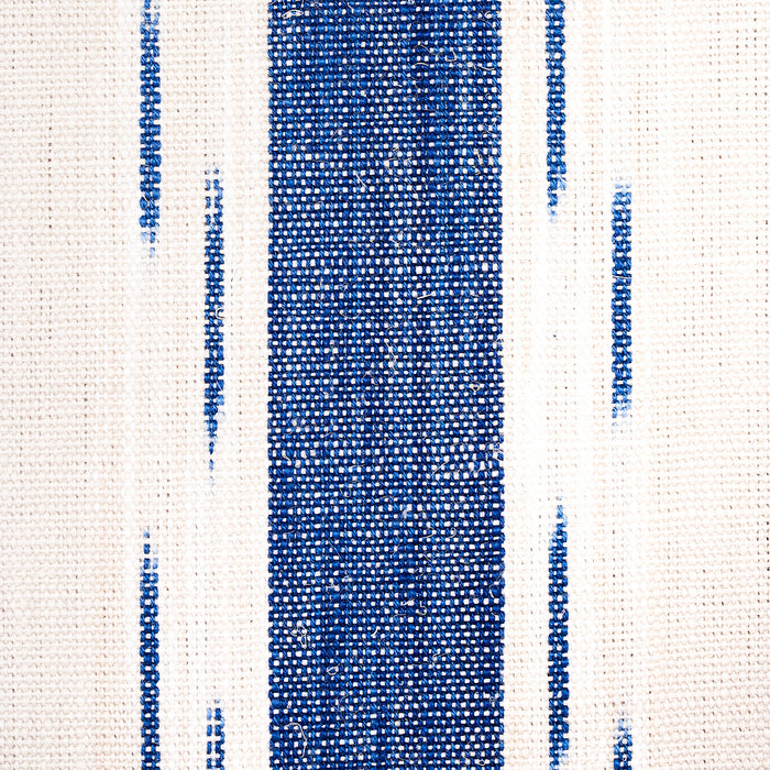 Schumacher Mirza Ikat Stripe Blue On Natural Fabric 82110