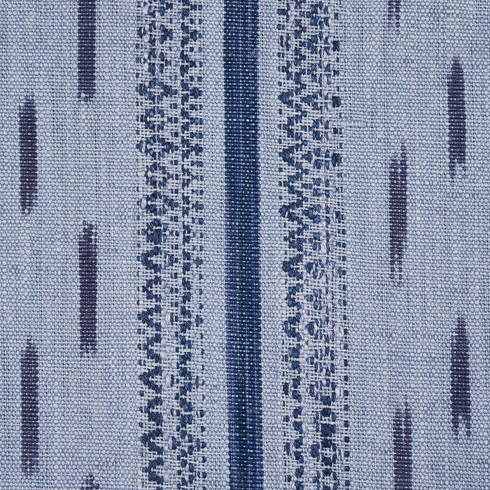 Schumacher Mirza Ikat Stripe Indigo On Chambray Fabric 82112