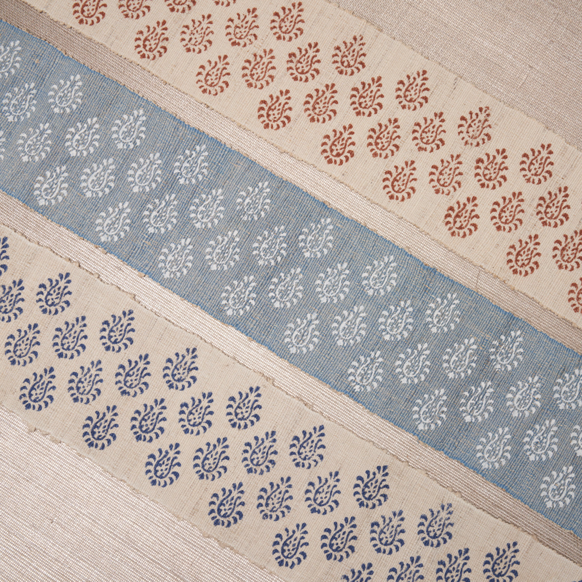 Schumacher Leila Hand Block Matka Tape Chambray Trim 82132