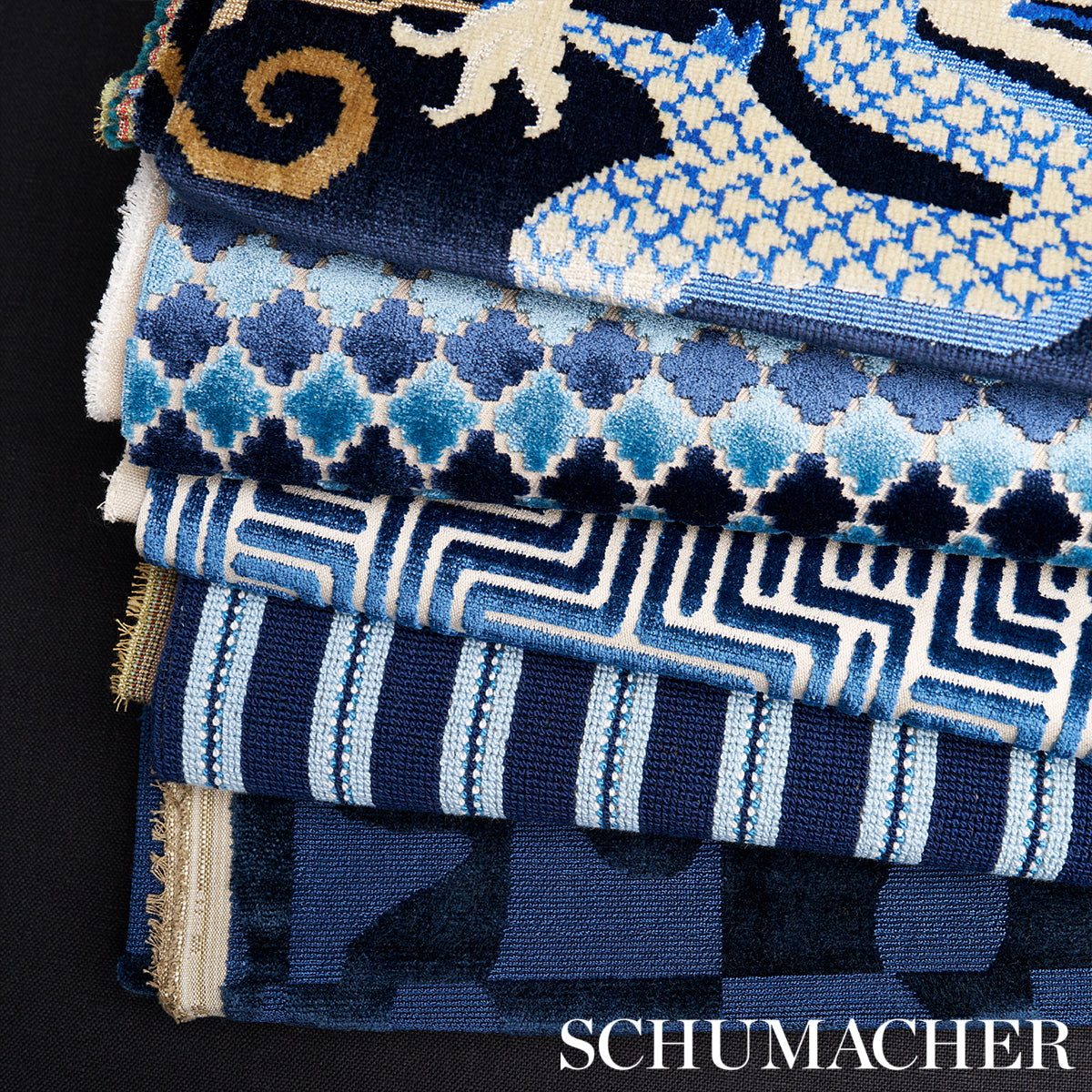 Schumacher Benson Stripe Epingle Navy Fabric 82180