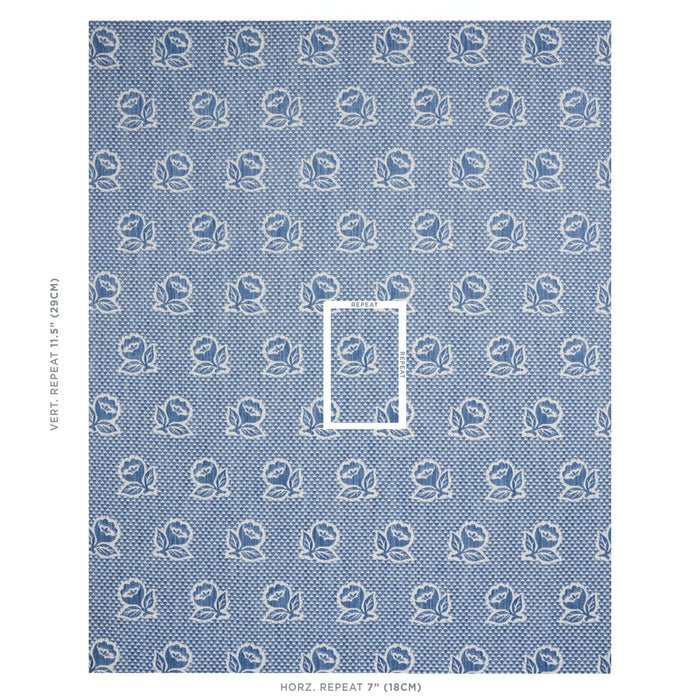 Schumacher Fleurette Denim Fabric 82190