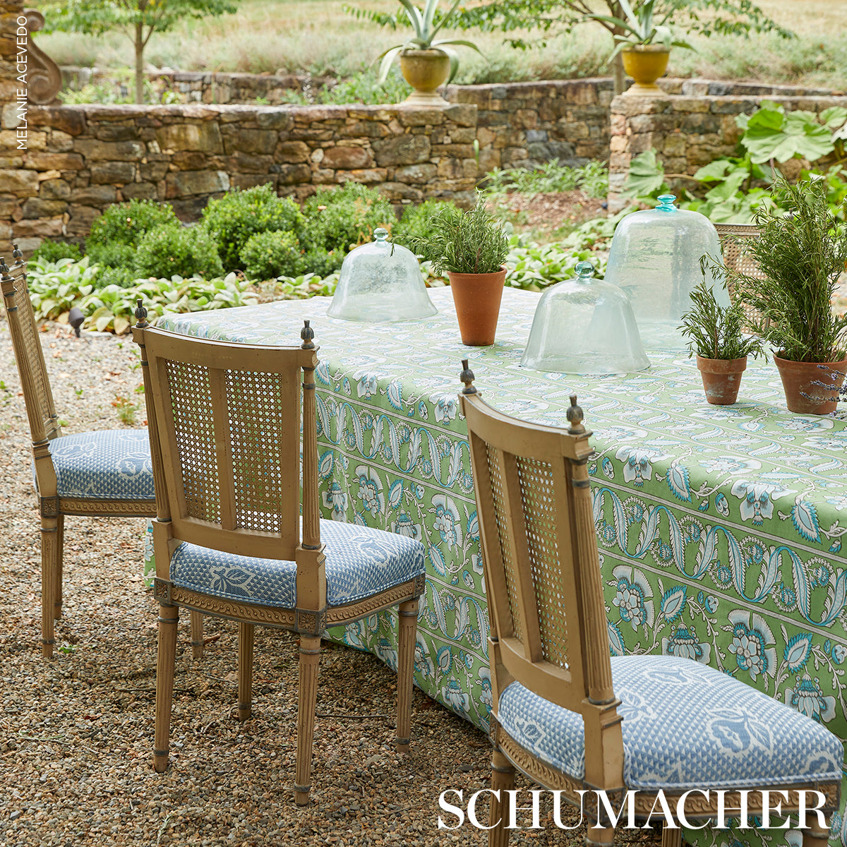 Schumacher Fleurette Denim Fabric 82190