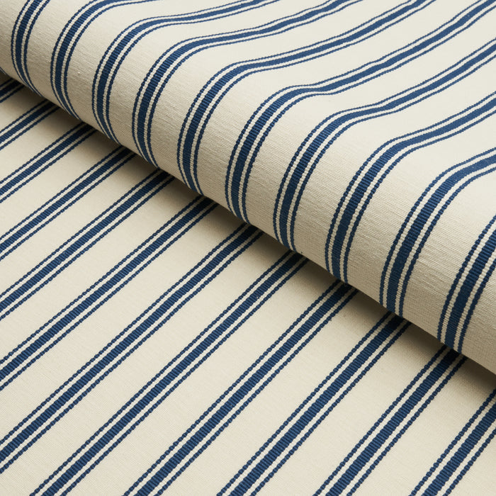Schumacher Marquet Ticking Stripe Navy Fabric 82200