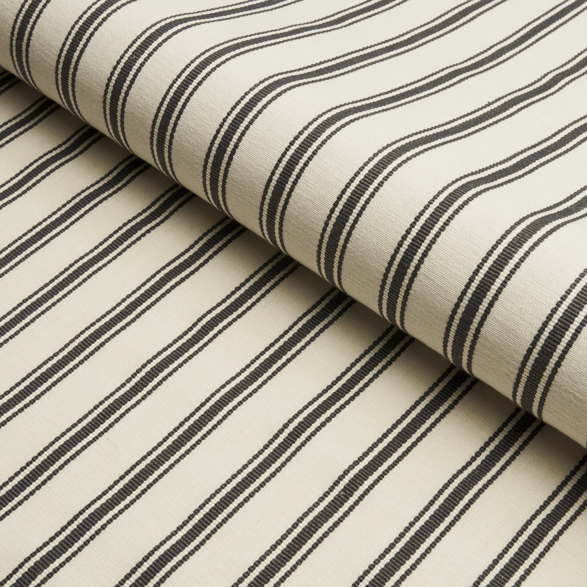 Schumacher Marquet Ticking Stripe Carbon Fabric 82201