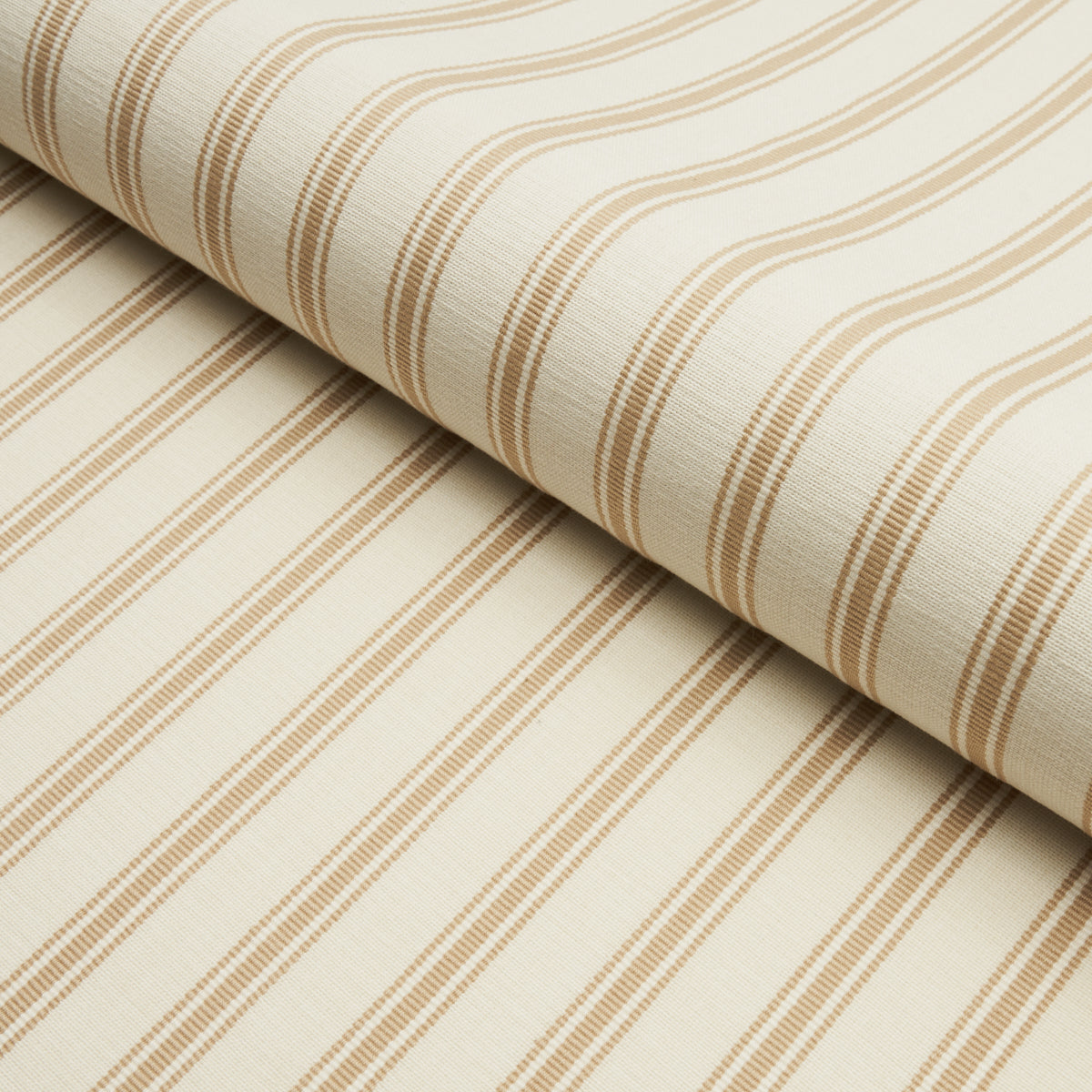 Schumacher Marquet Ticking Stripe Sand Fabric 82202