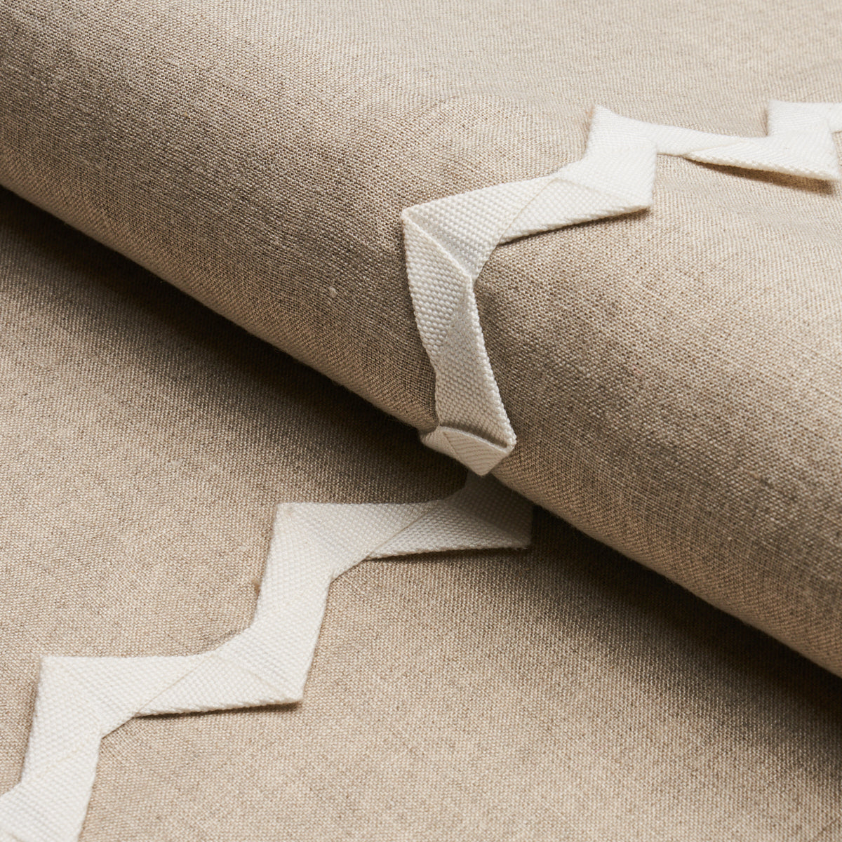 Schumacher Lazare Applique Ivory On Natural Fabric 82220