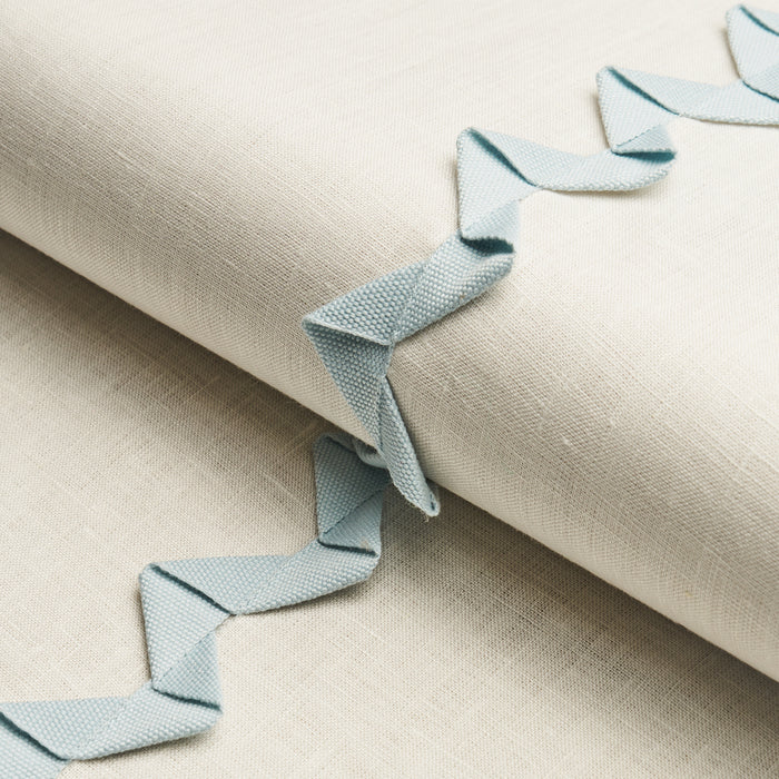 Schumacher Lazare Applique Sky On Ivory Fabric 82221