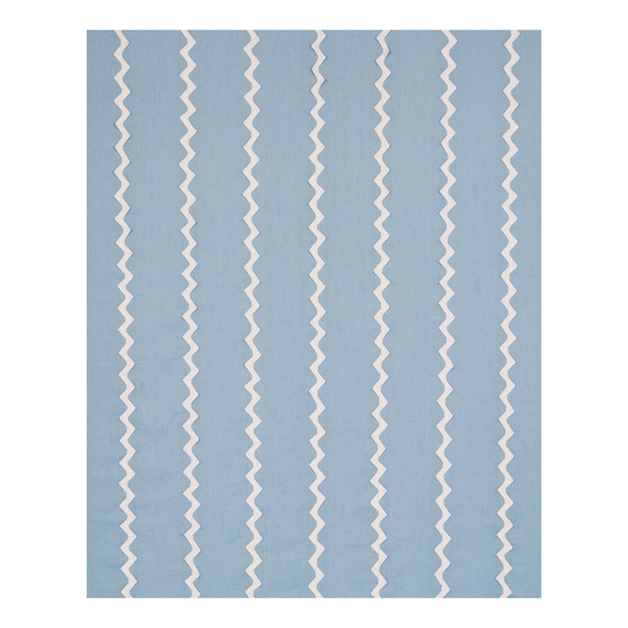 Schumacher Lazare Applique Ivory On Chambray Fabric 82222