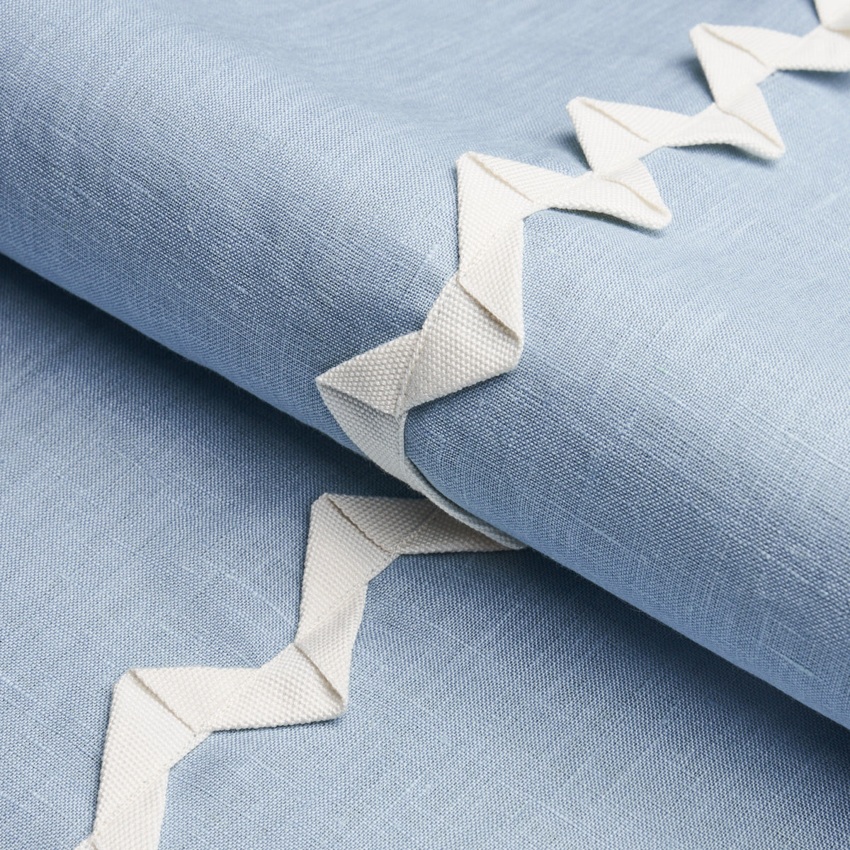 Schumacher Lazare Applique Ivory On Chambray Fabric 82222